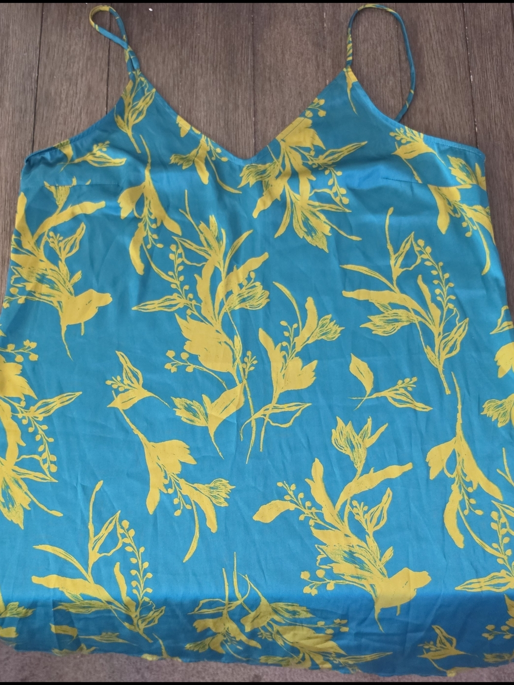 Stars Above Women's Bright Teal & Yellow Floral Slip Cami Size XL